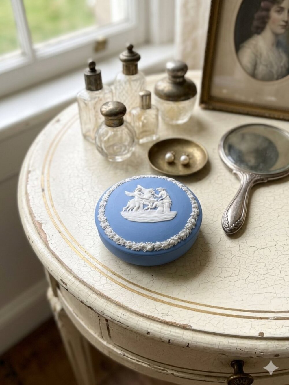 Wedgwood Blue Jasperware Small Round Covered Trinket Dish